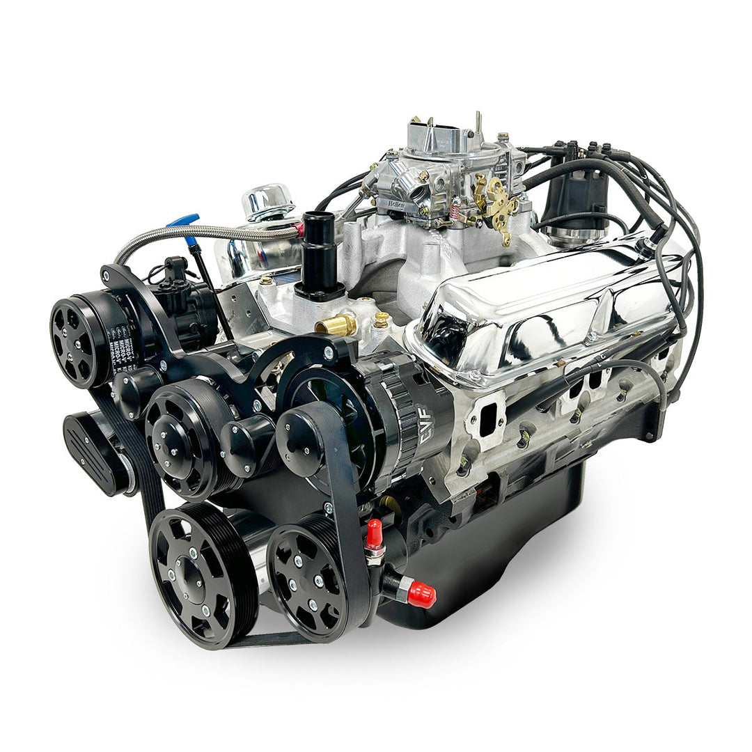 Chrysler SB Compatible 408 c.i. Engine - 465 HP - Deluxe Dressed with Black Pulley Kit - Carbureted
