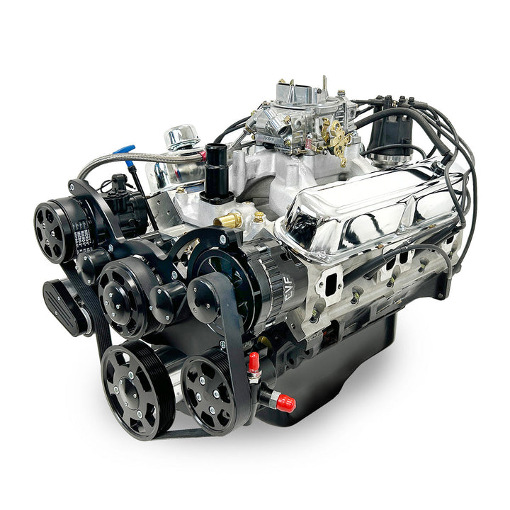 Chrysler Small Block Compatible 408 c.i. Engine - 465 Horsepower - Deluxe Dressed with Black Pulley Kit - Carbureted