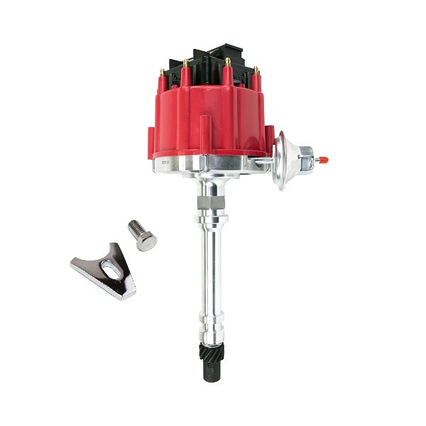 GM SB and BB Compatible HEI Ready to Run Distributor - 65K Volt Coil - Black Dust Cover - Red Cap