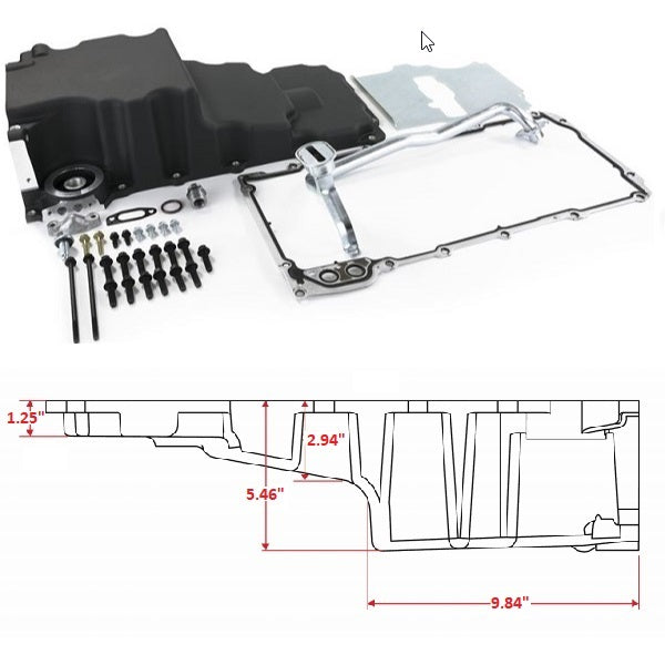 GM LS Swap Compatible Low Profile Rear Sump Oil Pan Kit - Black
