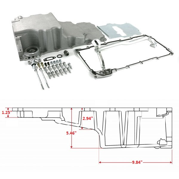 GM LS Swap Compatible Low Profile Rear Sump Oil Pan Kit - Natural