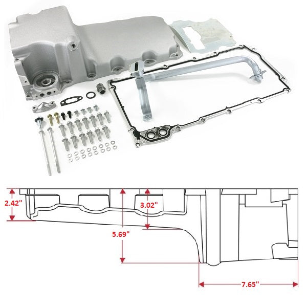 GM LS Swap Compatible Rear Sump Oil Pan Kit - Natural