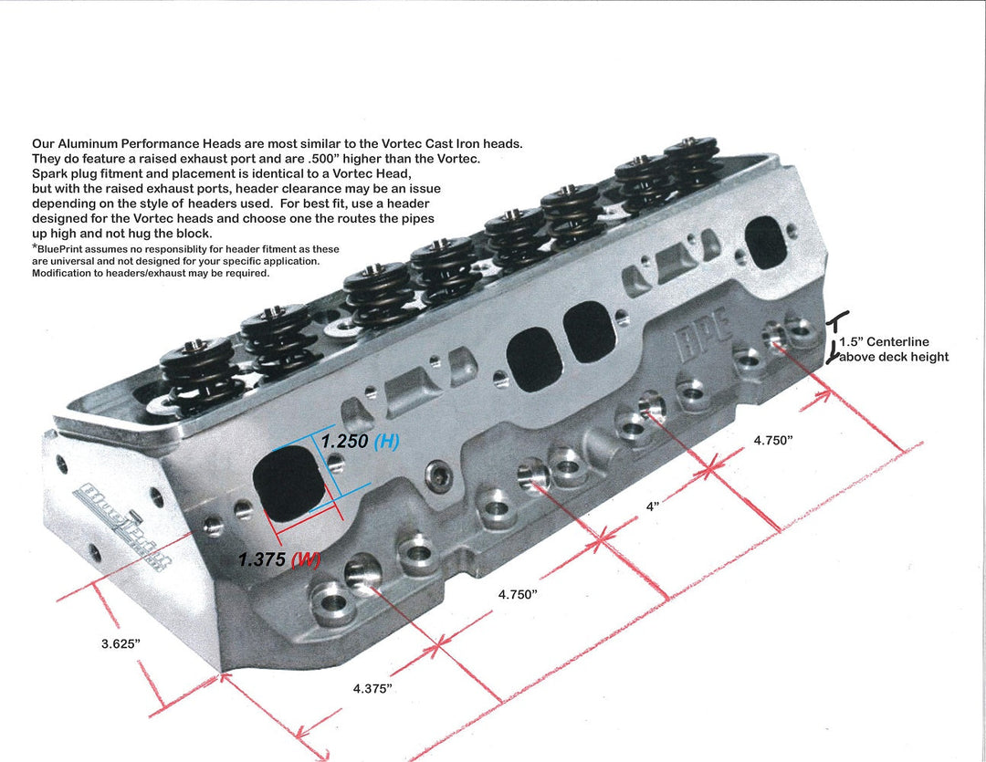 Aluminum Assembled Cylinder Head - GM SB Compatible - 195cc - Sold as a Pair