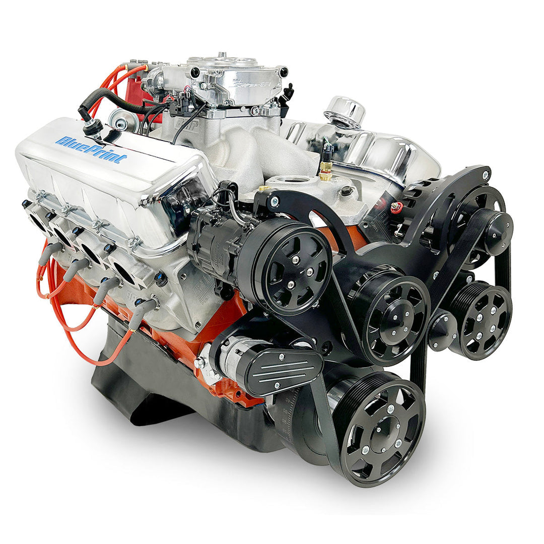 GM BB Compatible 502 c.i. ProSeries Engine - 621 HP - Deluxe Dressed with Black Pulley Kit - Fuel Injected