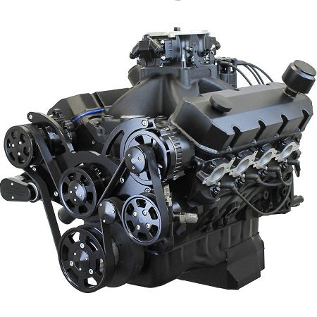 GM BB Compatible 632 c.i. ProSeries Engine - 815 HP - Blackout Reaper Edition Deluxe Dressed with Black Pulley Kit - Carbureted